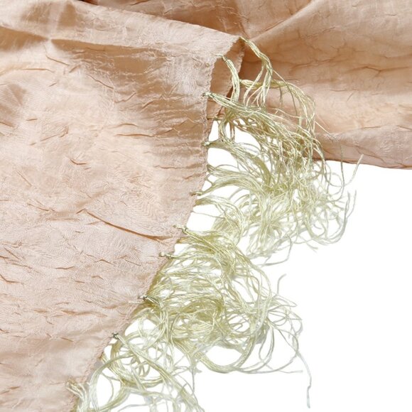 Silk Blend Textured Scarf Shawl Wrap Tassels Gold Yellow - Picture 8 of 8